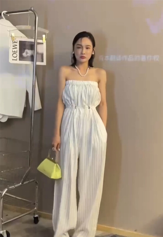 [x.xan] big brand simple stripe Strapless loose Jumpsuit 7190\pcz
