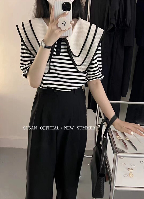 【 Susan 】 stripe loose and versatile shirt 18625\lsw