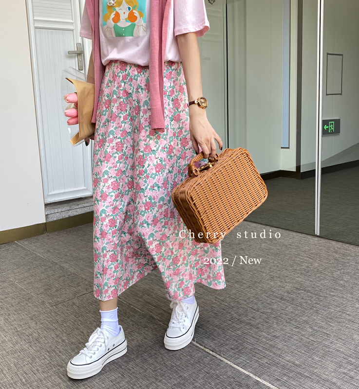 New year in early spring! [cherry studio] Korean oil painting floral skirt 5036\hbx