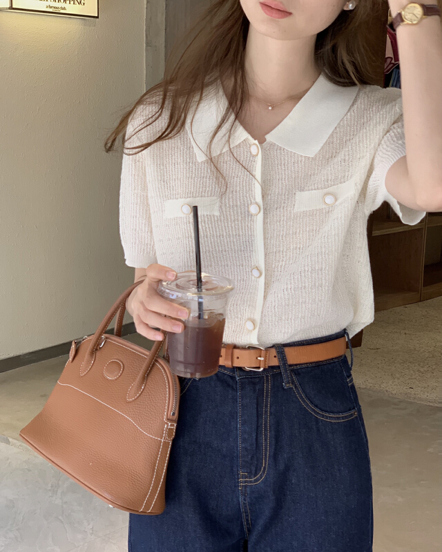 [T.G] lady Plaid versatile short sleeve T-shirt 17566\cls