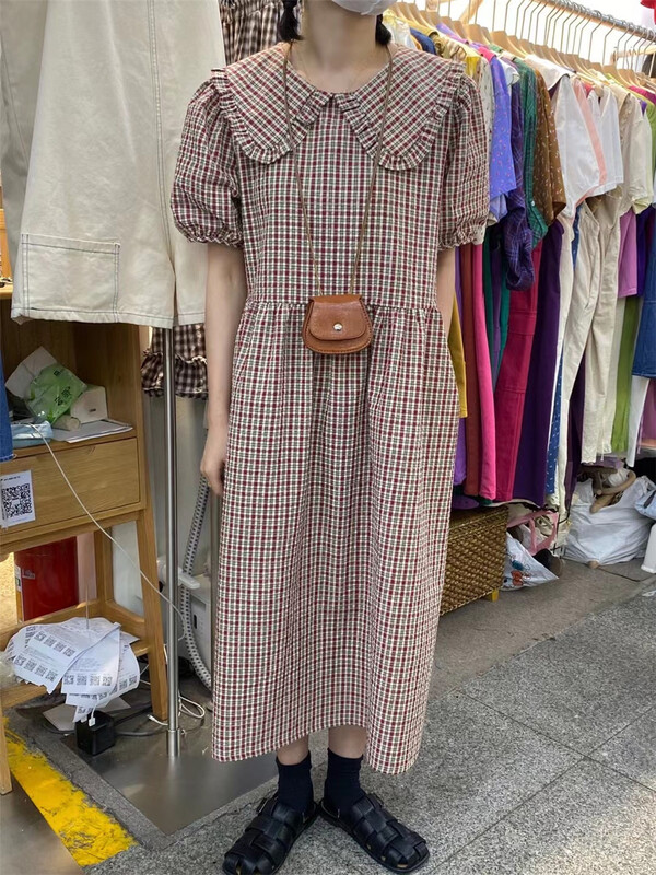 [36 degrees] doll neck Plaid lady dress 6139\l