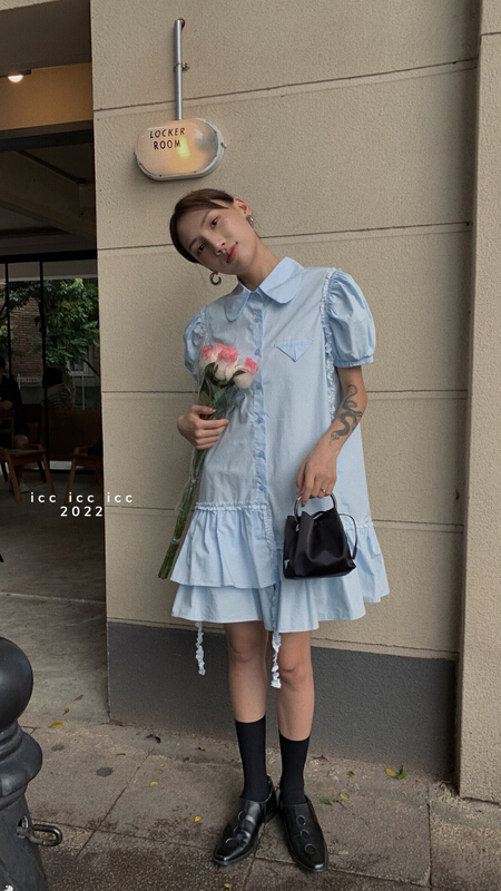 [ICC] small fresh bubble sleeve shirt dress 8301\pcz