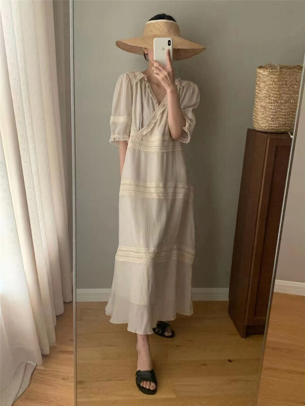 [hi] hanshuzhong craft V-neck dress 5289\hjy