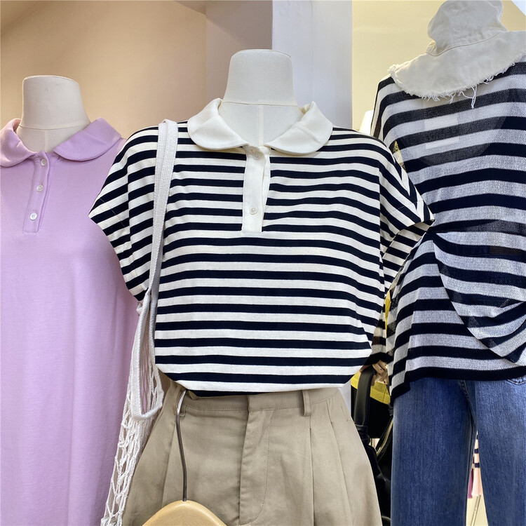 [cepar] Korean casual polo collar short sleeve T-shirt 7220\hjy