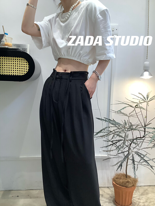 [Zada] design sense drawstring slim short sleeve T-shirt 3317\wtt