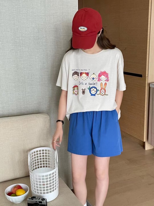 [feeding] cute cartoon printed casual round neck short sleeve T-shirt 8910-d5\zxx