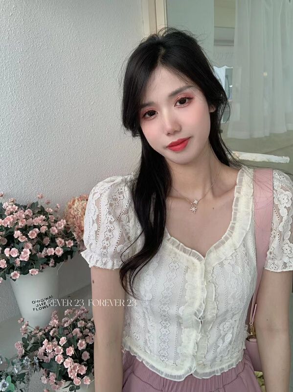 [forever23] lace gentle little fresh shirt a2079\hjy