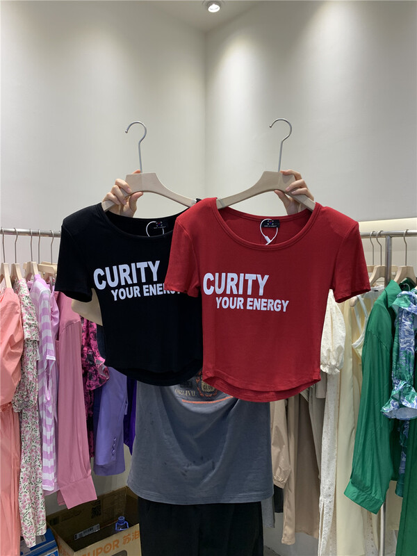 [Yan Zhen] Spice Girls slim down letter short sleeve T-shirt 98812\pcz