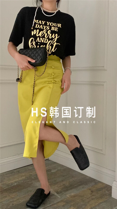 [HS customized in Korea] temperament national style slit skirt ys1-9892\hjy