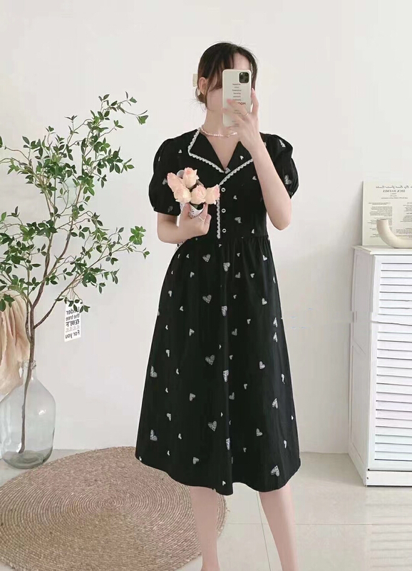 [JH] embroidered lace up dress (excluding matching) 41951\pcz