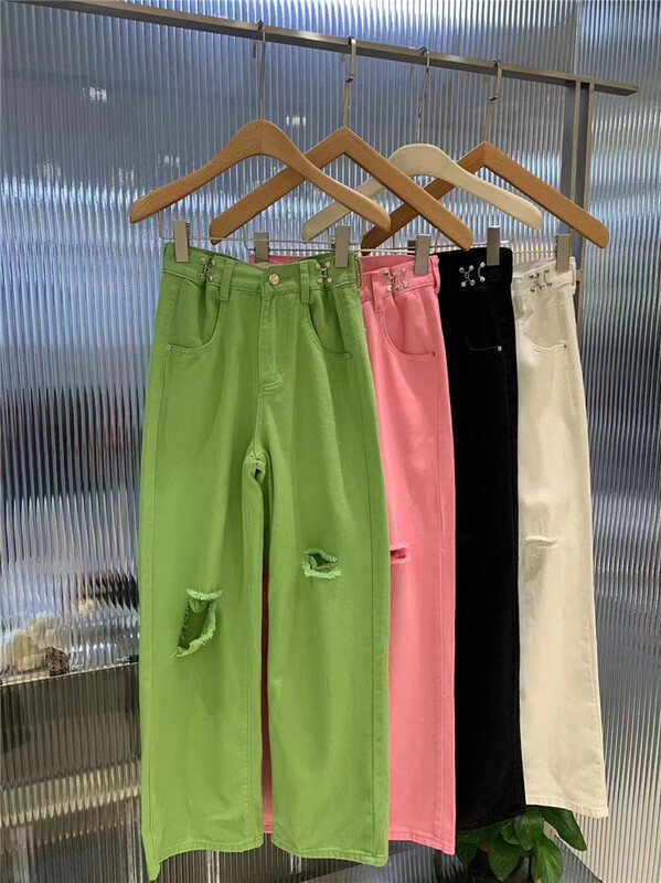 [o not 1] jeans w709\lsw with holes and snap design