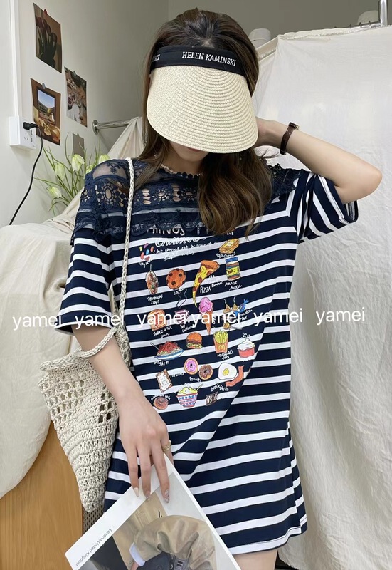 [ya.mei] contrast loose stripe dress 2202-1\ll