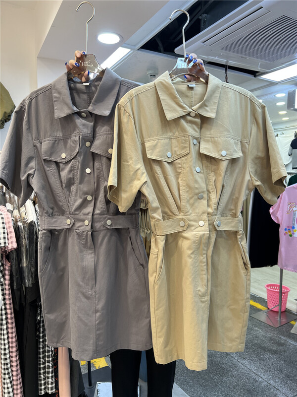 [Han C family] shirt collar work dress looks thin short sleeve dress 8459\pcz