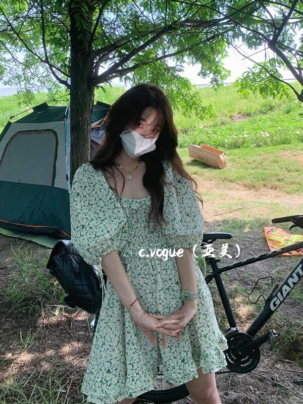 [c.vogue] fashion floral waist dress 3876\pcz
