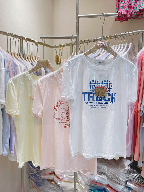 [lucky] toothbrush embroidery process cartoon cute versatile short sleeve T-shirt 8756\hbx