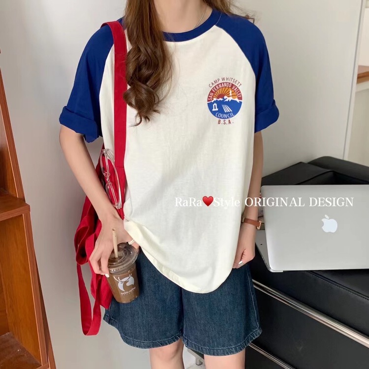 [rara] round neck cartoon printed short sleeve T-shirt 79132\lsl