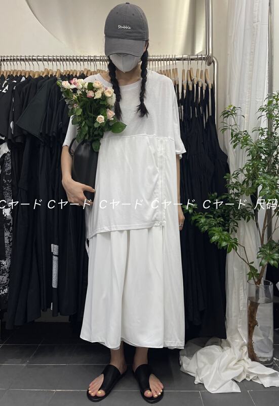 [size] side zip decorative stitching chiffon long dress 0830\lsw