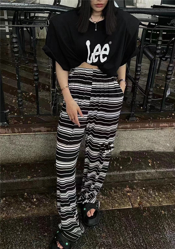 [Yan Zhen] striped pleated wide leg casual pants 62005\pcz