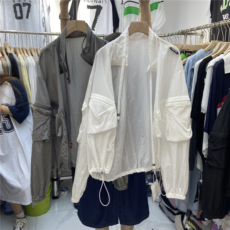 [left embroidery] zipper fashion Korean sunscreen shirt 7610\l