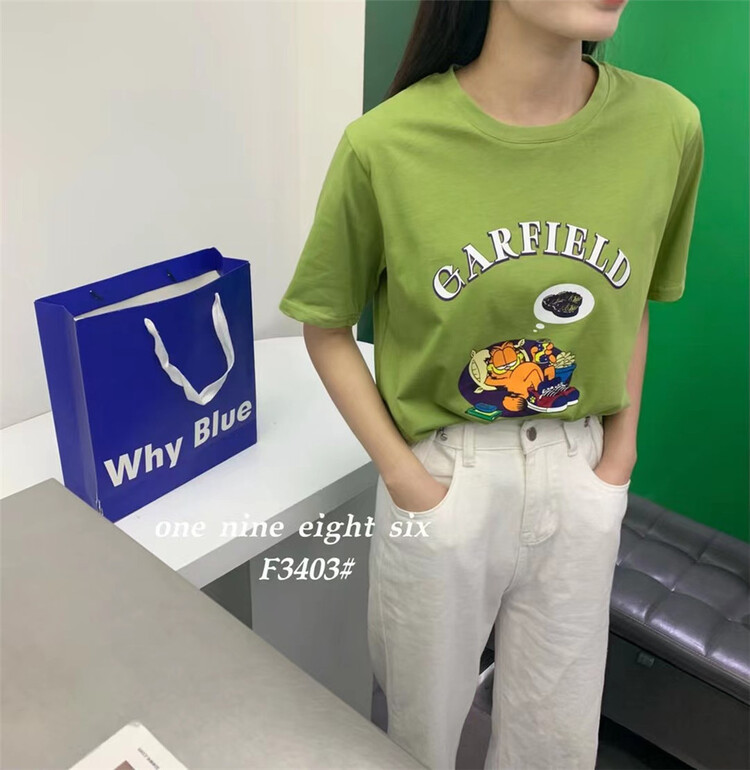 [1986] printed loose fit versatile round neck short sleeve T-shirt 3403\xyy