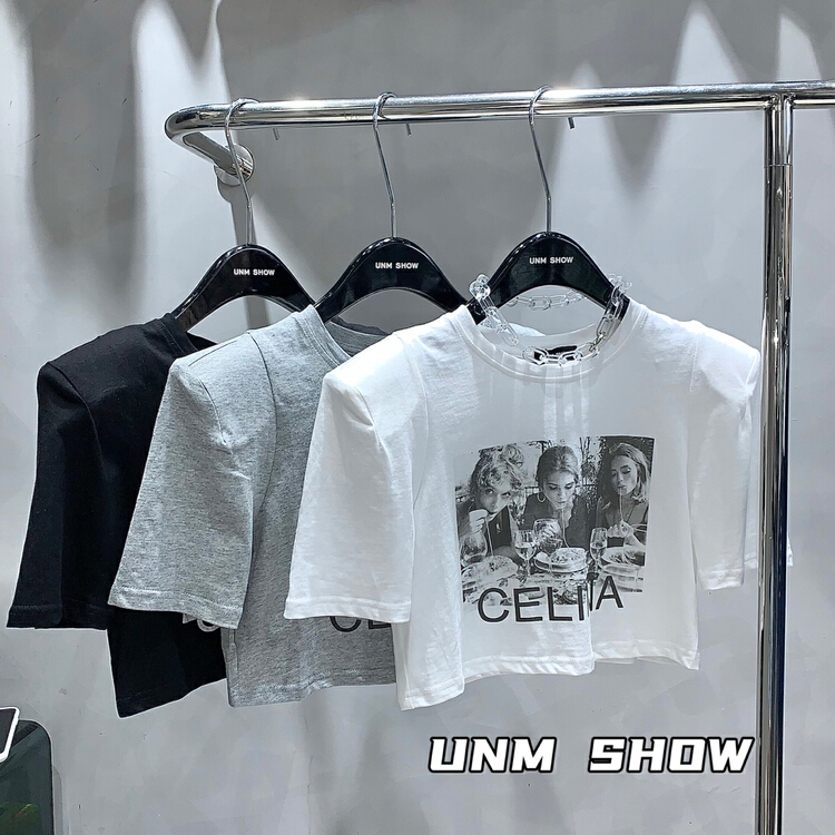 [unm-show] letter print loose short sleeve T-shirt 6282\wtt