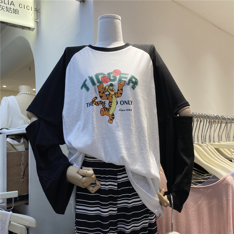 [Hello] Tigger cartoon printed long sleeve T-shirt 9823\xyy