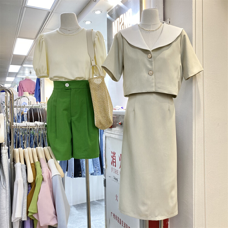 Original price 100.39! 【E】 Simple color matching single breasted suit + Korean slim solid skirt suit 18026\xyy