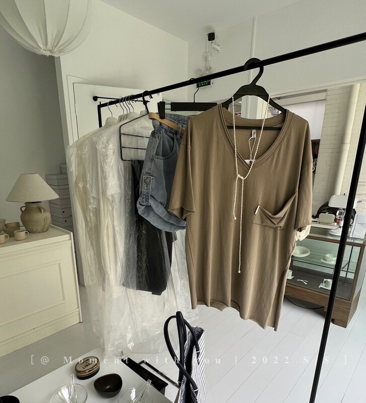 [event with you] lazy style V-neck loose casual thin short sleeve T-shirt 2m136\lsw