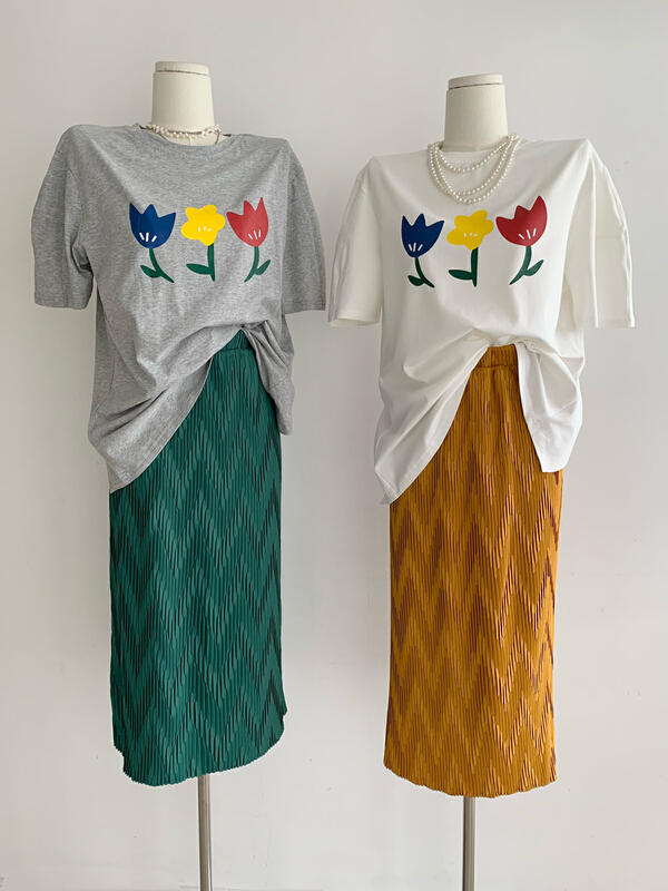 [wgwe] round neck versatile printed Casual Short Sleeve T-shirt 1866\pcz