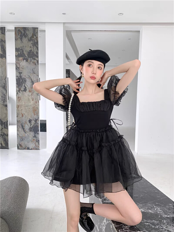 [Xinran] bubble sleeve Organza Dress 6567\pcz