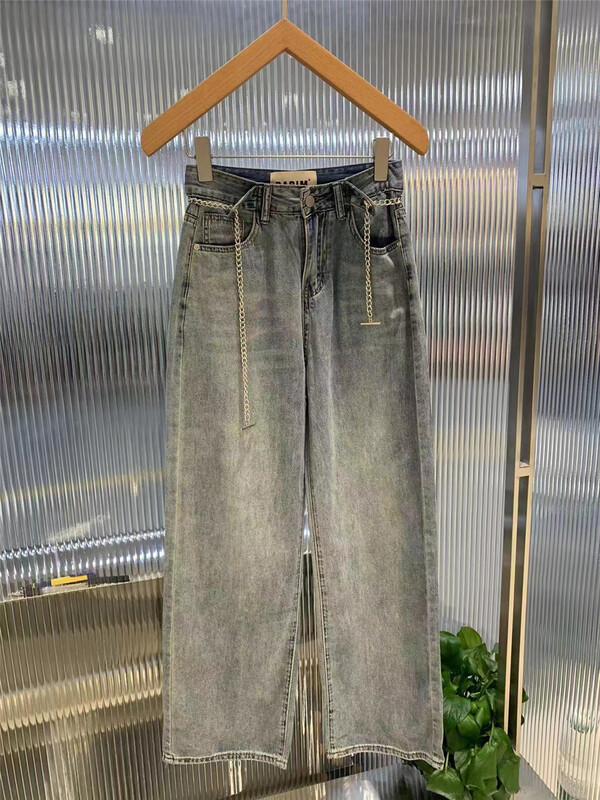 [o not 1] fashionable loose wide leg jeans (with waist rope) w838\lsw