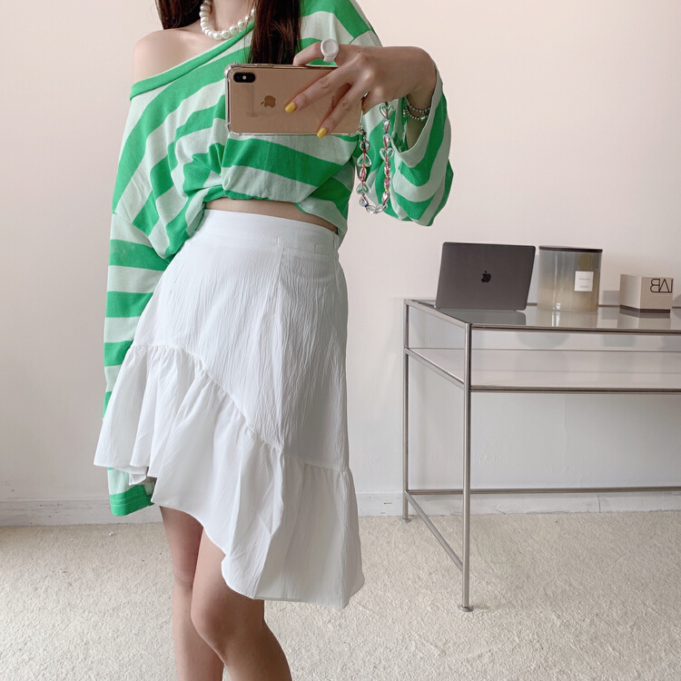 [Vanessa] irregular rubber band waist skirt (with safety pants inside) 6319\ozq