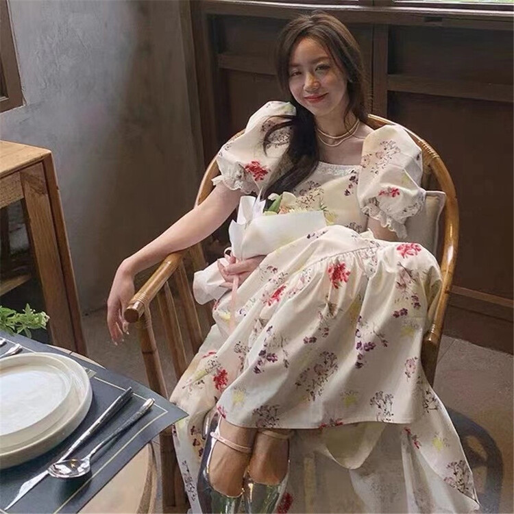 [most] Fashion Square Neck print medium length dress 97175\zjy