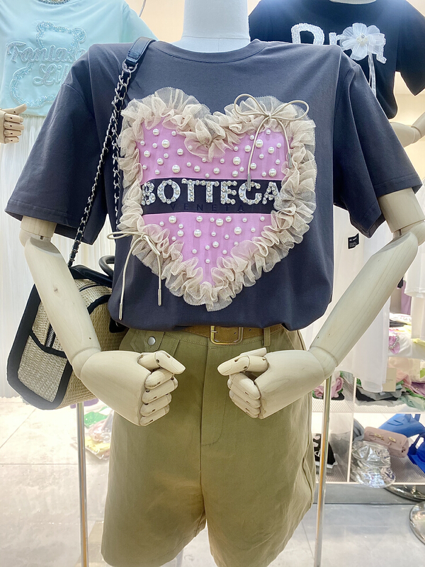 [NN] Korean fashion lace love short sleeve T-shirt ys1-8633\xyy