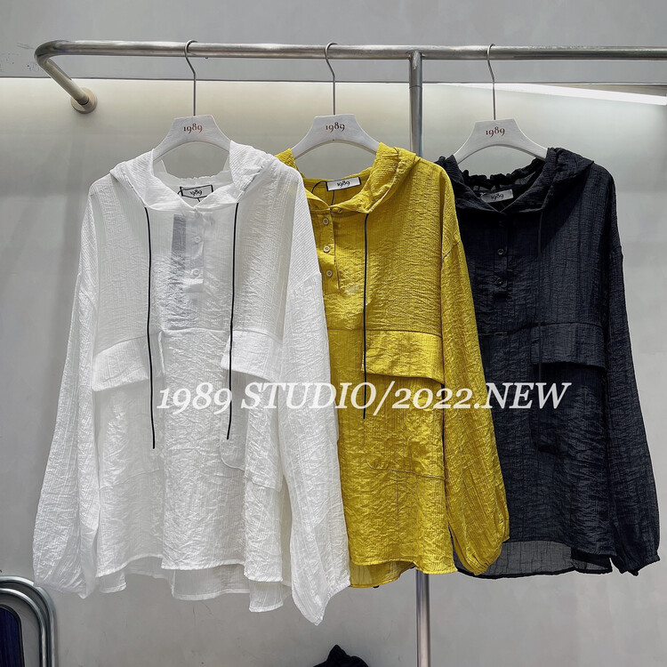 【 1989 】 hooded loose comfortable Pullover sunscreen shirt 9077\l
