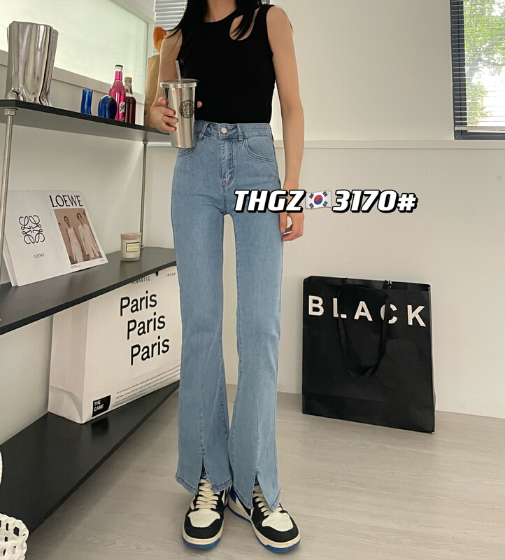 [fairy tale princess] front split small high waist elastic comfortable jeans 3170\hjy