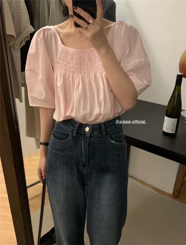 [a-bow studio] square collar baby clothes fresh blouse (only selling blouses) 80253\zjy