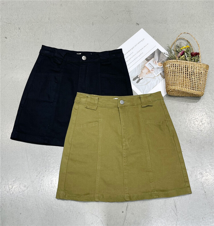 [runway girl] Korean A-shaped simple skirt 6833\zjy