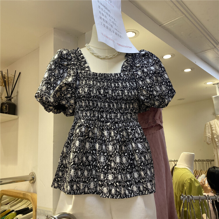 [amega] Vintage square collar embroidered shirt 6299\hbx