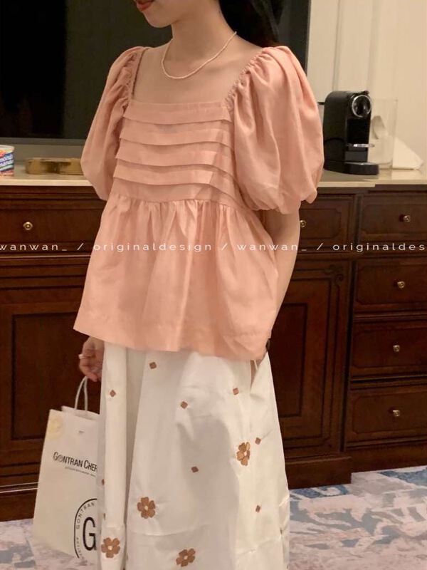 [wanwan] fresh and simple bubble sleeve temperament shirt 6690\hbx