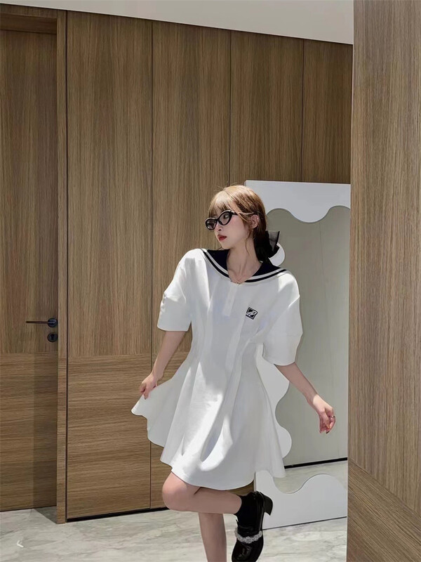[big C studio] Korean Navy neckband waist dress 5165\pcz