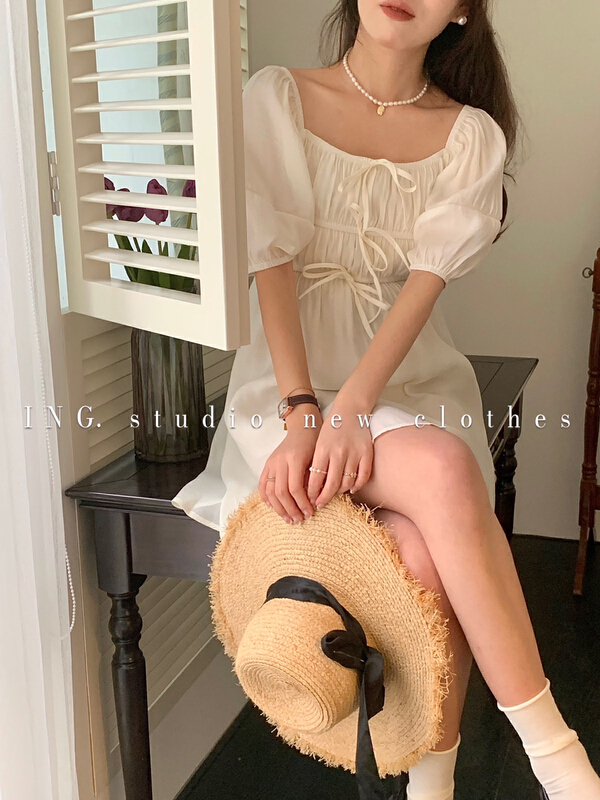 [ing] sweet off shoulder lace up dress 9072