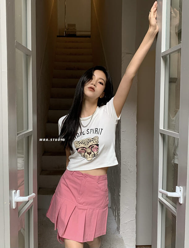 [MRA] fashion tiger head print slim short sleeve T-shirt m1897