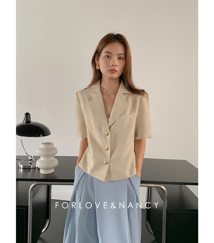 [FN] Korean versatile minimalist linen shirt lb2qb5450\cqw