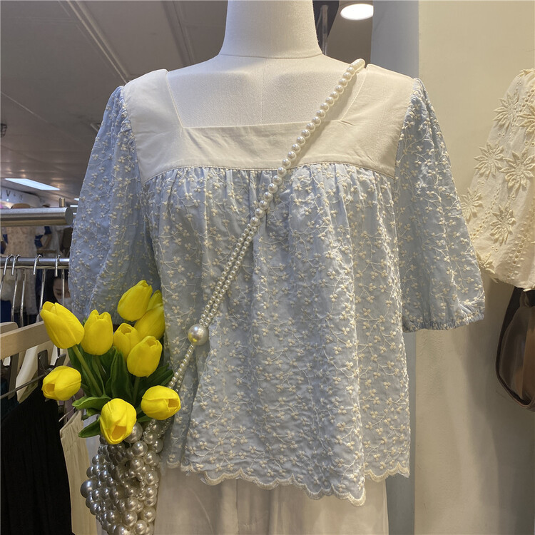 [CIG] square neck Pullover short sleeve shirt 6123\zjy