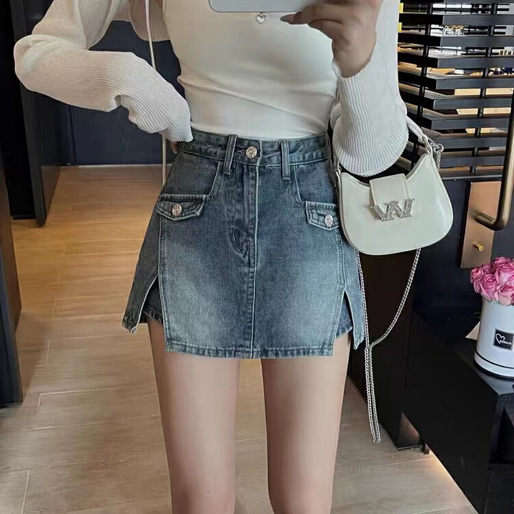 [Dido] hot girl fashion high waist denim skirt pants 7199\lsw