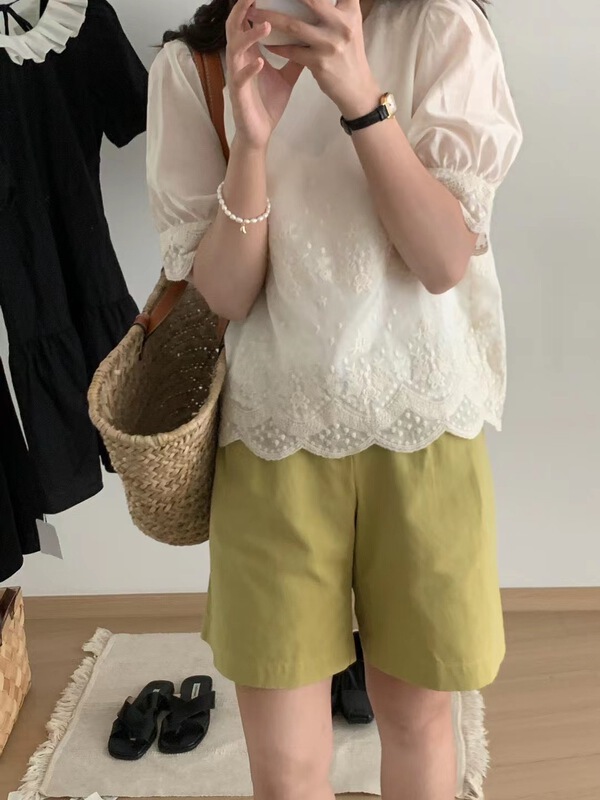 [o.lucky] French retro jacquard shirt (only selling tops) 1885\hbx