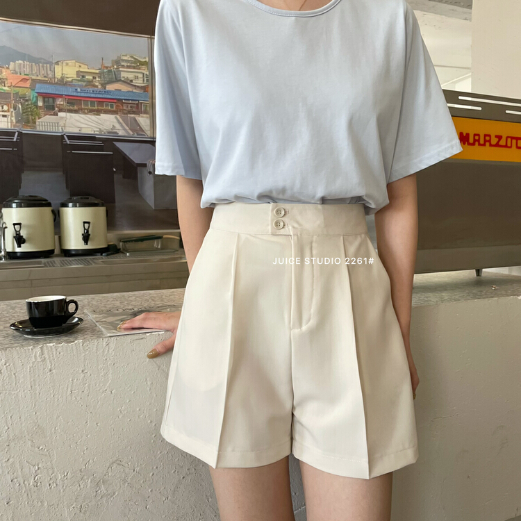 [juice] double button casual leg length shorts pants 2261