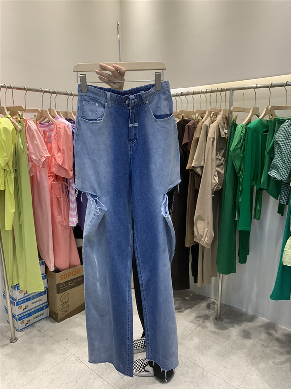 [Yan Zhen] Korean casual gradient distressed jeans 62205\pcz