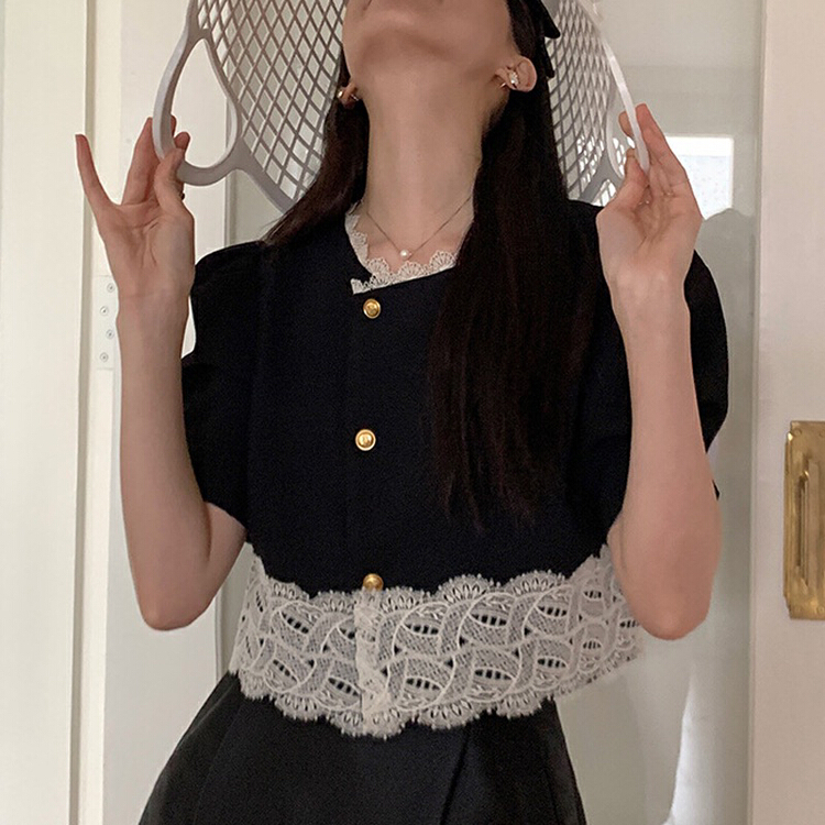 [f · P] sweet lace stitched shirt of first love y1890\hbx